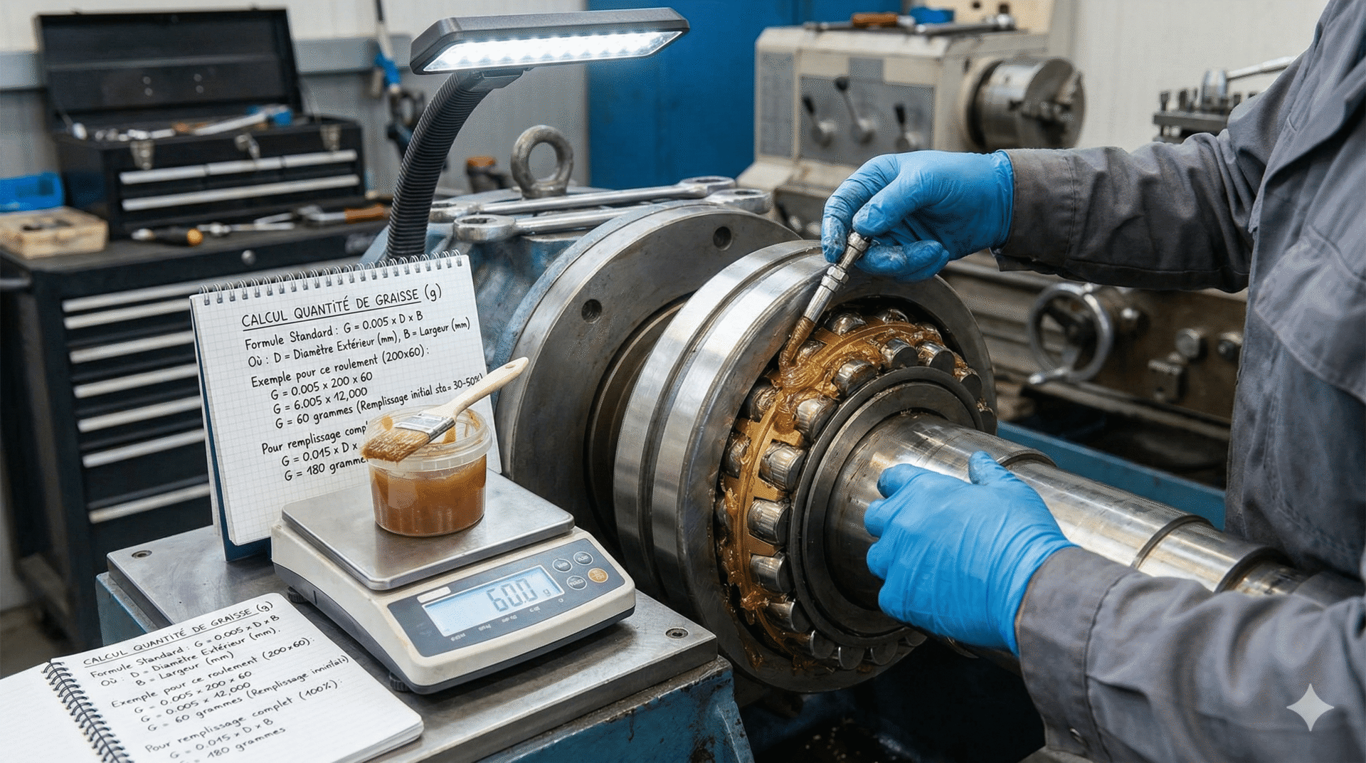 Mesure de la graisse pour un roulement industriel calcul de la quantité de graisse appliquée dans un roulement industriel