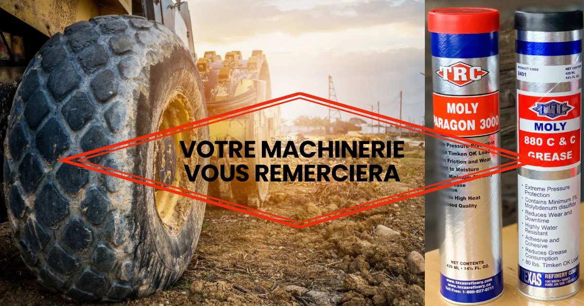 Machinerie lourde avec cartouches Moly Paragon 3000 et Moly 880 Crown & Chassis (80 lb Timken, 5 % MoS₂)